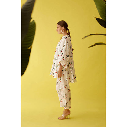 Nikasha Off-White Hand Painted Chilli Print Co-Ord (Set of 2)