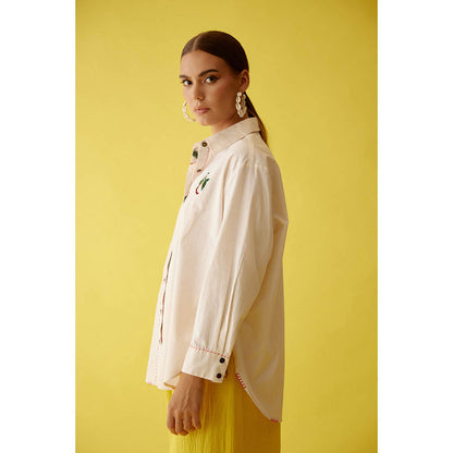 Nikasha Cream Hand Embroidered Chilli Applique Shirt
