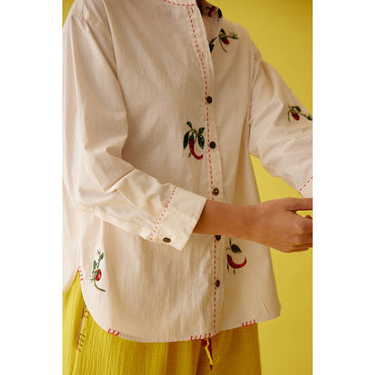 Nikasha Cream Hand Embroidered Chilli Applique Top