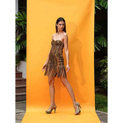 Nikita Mhaisalkar Fringe Dress with African Baroque Embroidery