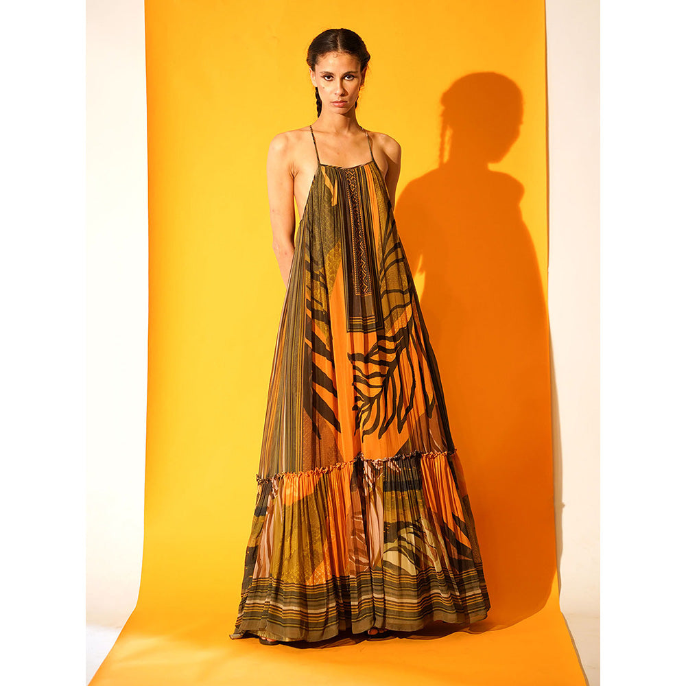 Nikita Mhaisalkar Tropical Mustard Print Maxi