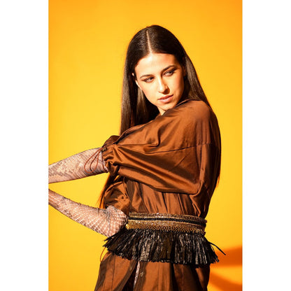 Nikita Mhaisalkar Natural Python Print Body Suit