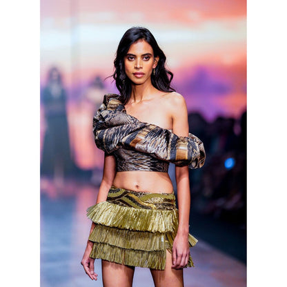 Nikita Mhaisalkar Rafia Skirt with African Baroque Hand Embroidery