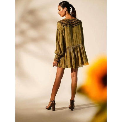 Nikita Mhaisalkar Moss Green Short Dress