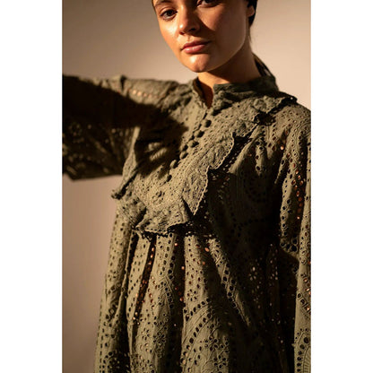 Nikita Mhaisalkar Army Green Short Dress