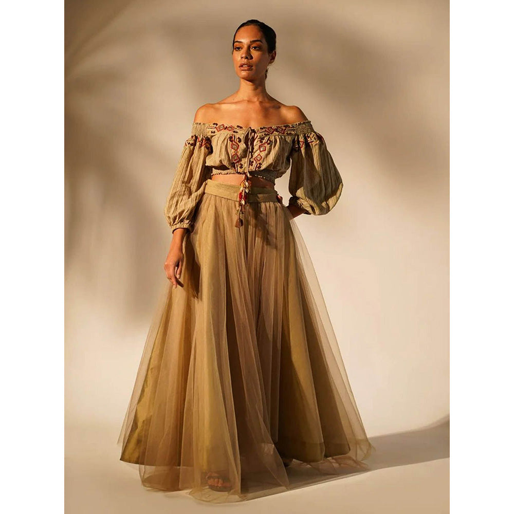 Nikita Mhaisalkar Beige Tulle Skirt
