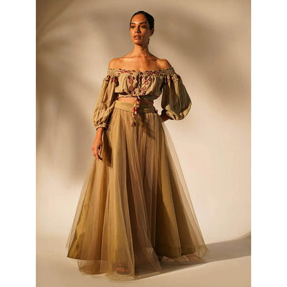 Nikita Mhaisalkar Beige Tulle Skirt