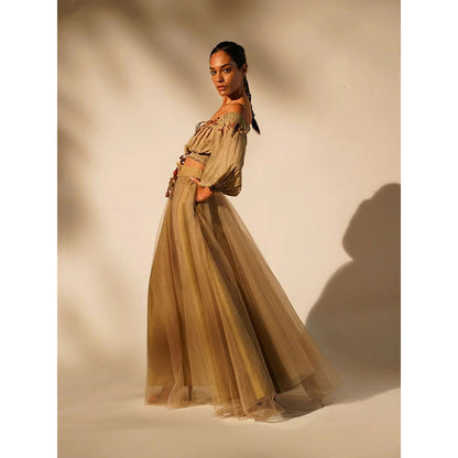 Nikita Mhaisalkar Beige Tulle Skirt