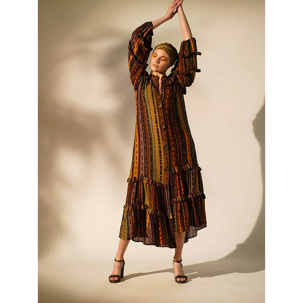 Nikita Mhaisalkar Multicolour Stripe Print Midi Dress