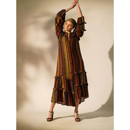 Nikita Mhaisalkar Multicolour Stripe Print Midi Dress