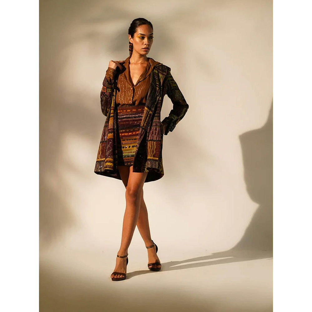 Nikita Mhaisalkar Multicolour Abstract Print Trench Coat