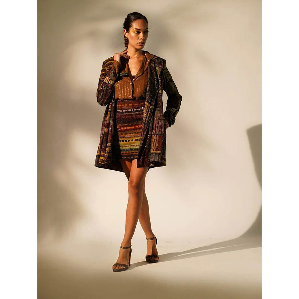 Nikita Mhaisalkar Brown Lurex Shirt