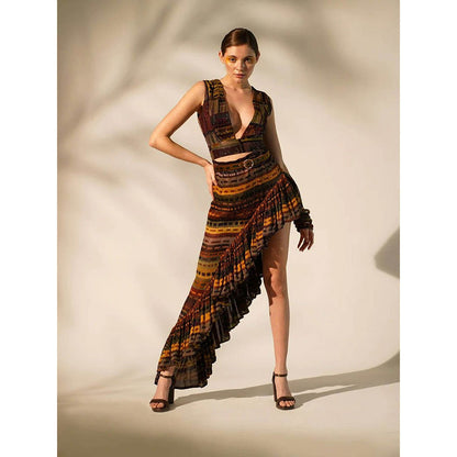 Nikita Mhaisalkar Multicolour Abstract Print Crop Top