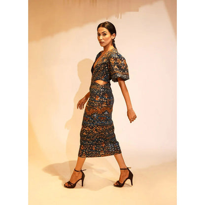 Nikita Mhaisalkar Blue Aztec Print Dress