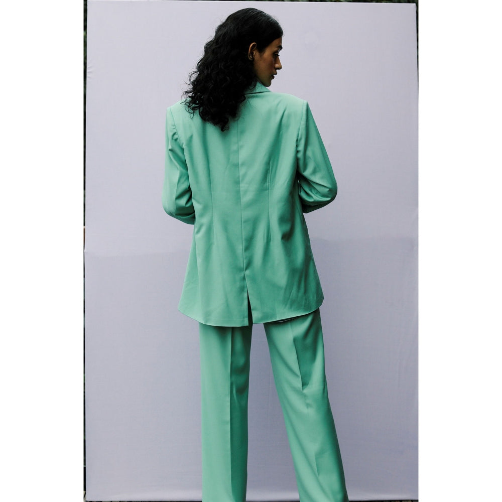 Nirmooha Green Soli Bralette with Blazer and Pant with Belt