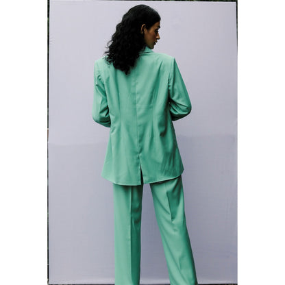 Nirmooha Green Soli Bralette with Blazer and Pant with Belt