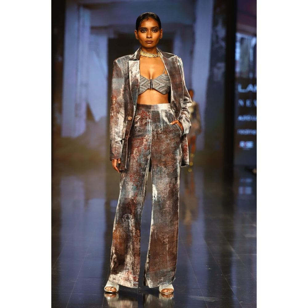 Nirmooha Grey Cording Bralette and Pant with Belt