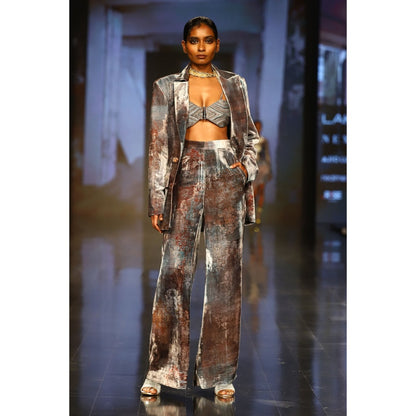Nirmooha Grey Cording Bralette and Pant with Belt
