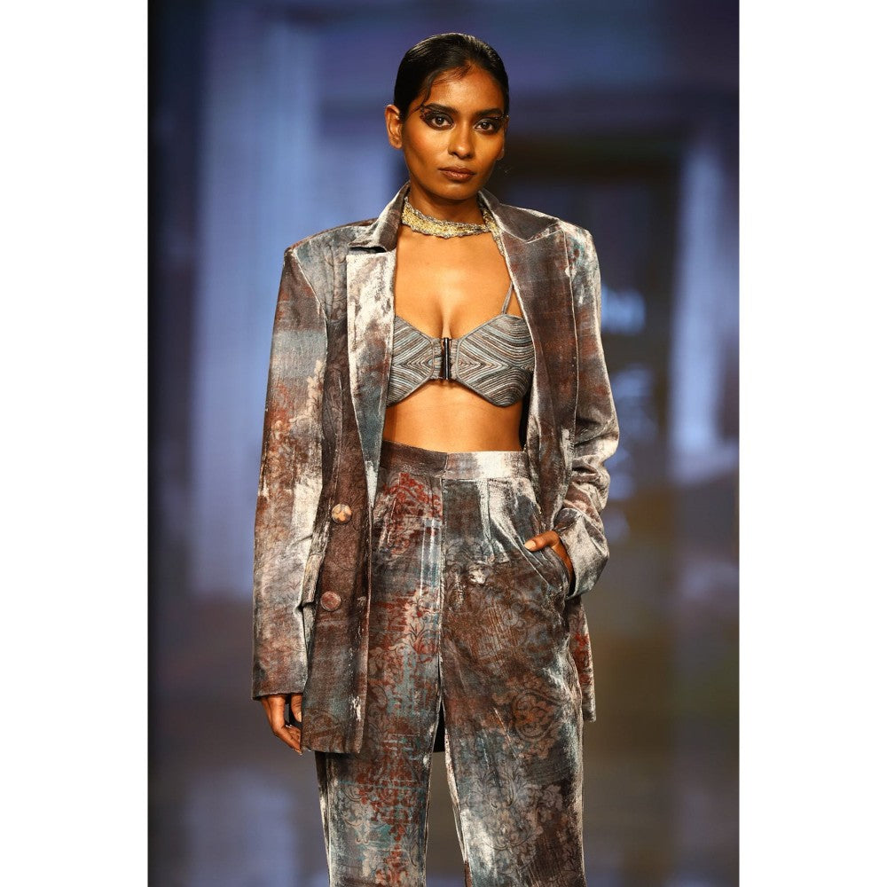 Nirmooha Grey Cording Bralette and Pant with Belt