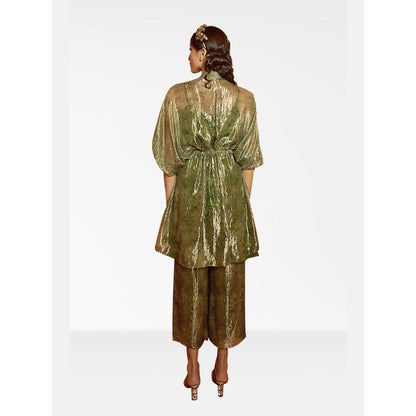 Nirmooha Green Kaftan and Pant with Belt with Slip