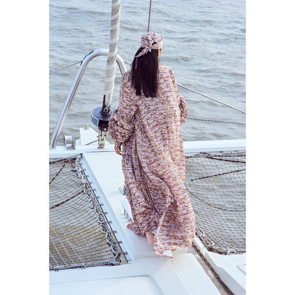 Nirmooha Peach Sequin Printed Hand Embroidered Skirt with Belt