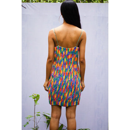 Nirmooha Blue Handcrafted Sequin Embroidered Cami Mini Dress