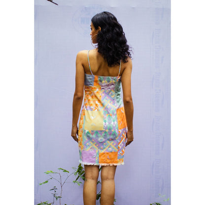 Nirmooha Yellow Geo Printed Denim Fit Dress