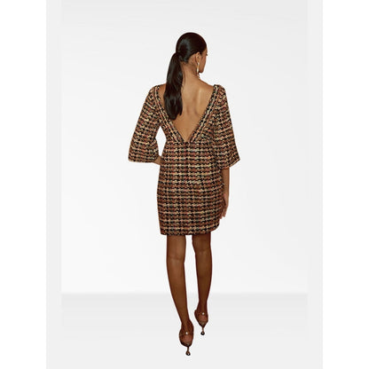 Nirmooha Brown Tweed Mini Bodycon Dress