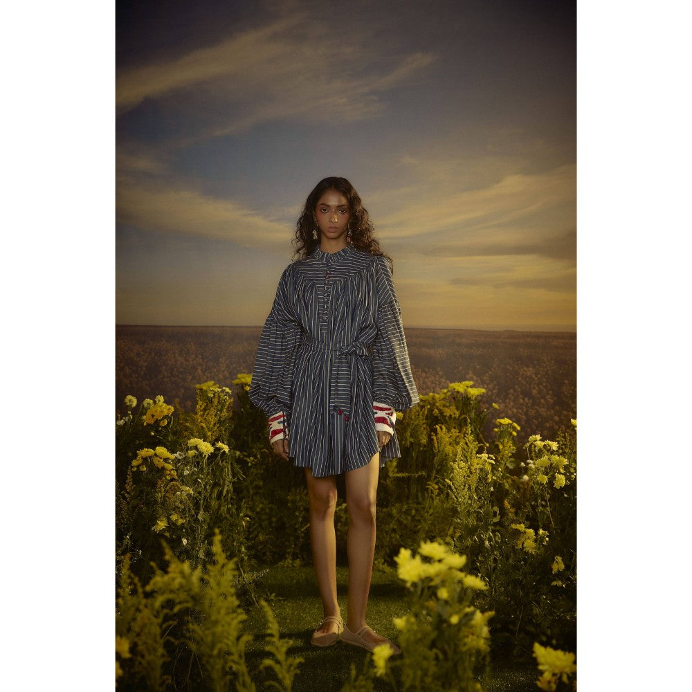 Nirmooha Blue Radiant Royale Denim Mini Dress