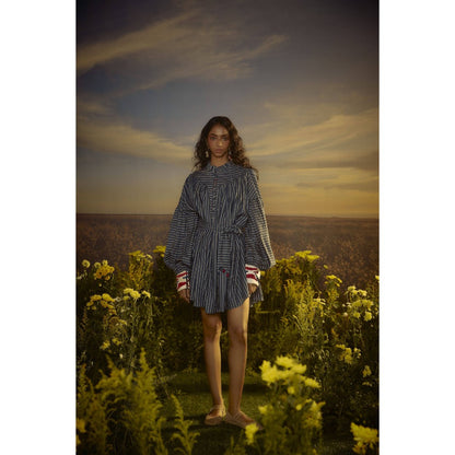 Nirmooha Blue Radiant Royale Denim Mini Dress