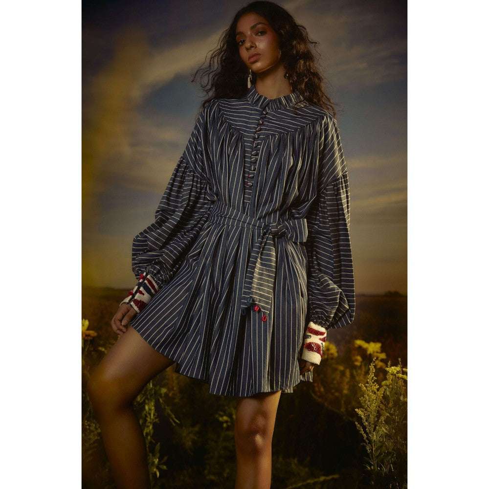 Nirmooha Blue Radiant Royale Denim Mini Dress