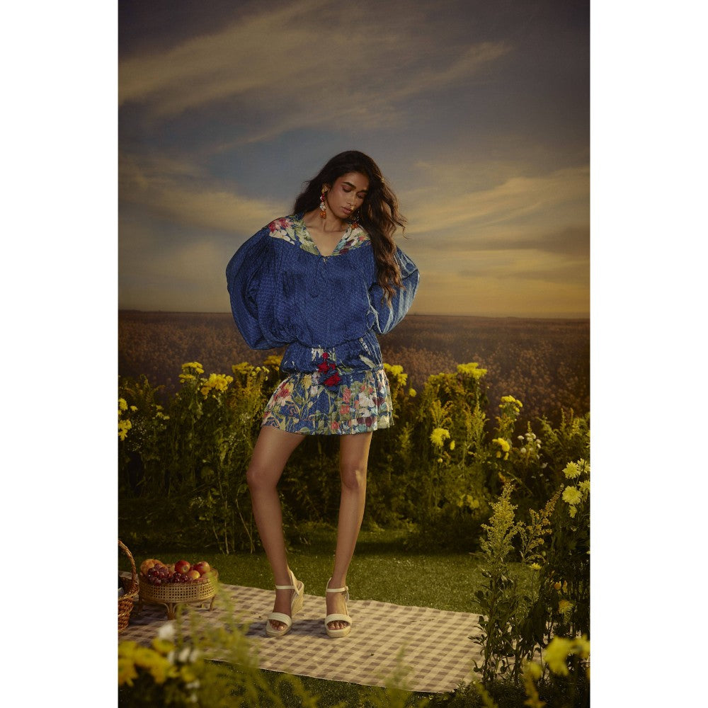 Nirmooha Blue Floral Whisper Dress