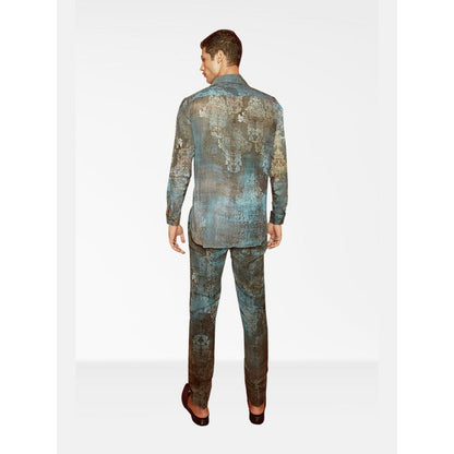 Nirmooha Blue Dark Damask Printed Co-Ord Set