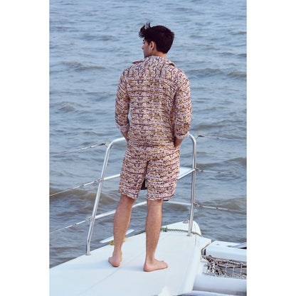 Nirmooha Peach Sequin Printed Shirt