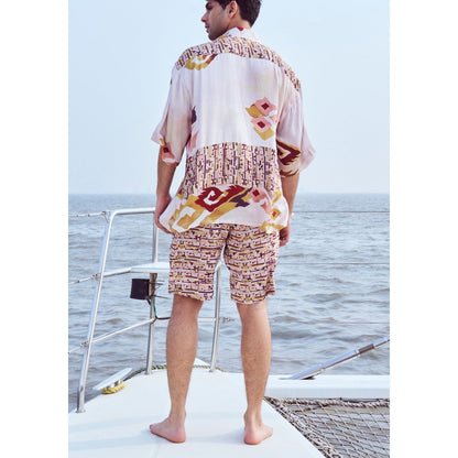 Nirmooha Peach Dual Printed Shirt