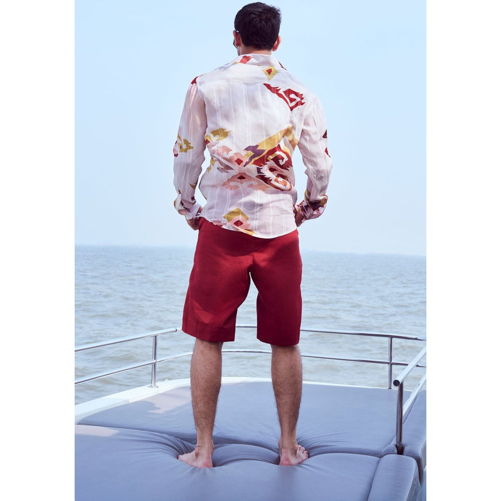 Nirmooha White Patola Printed Lurex Shirt