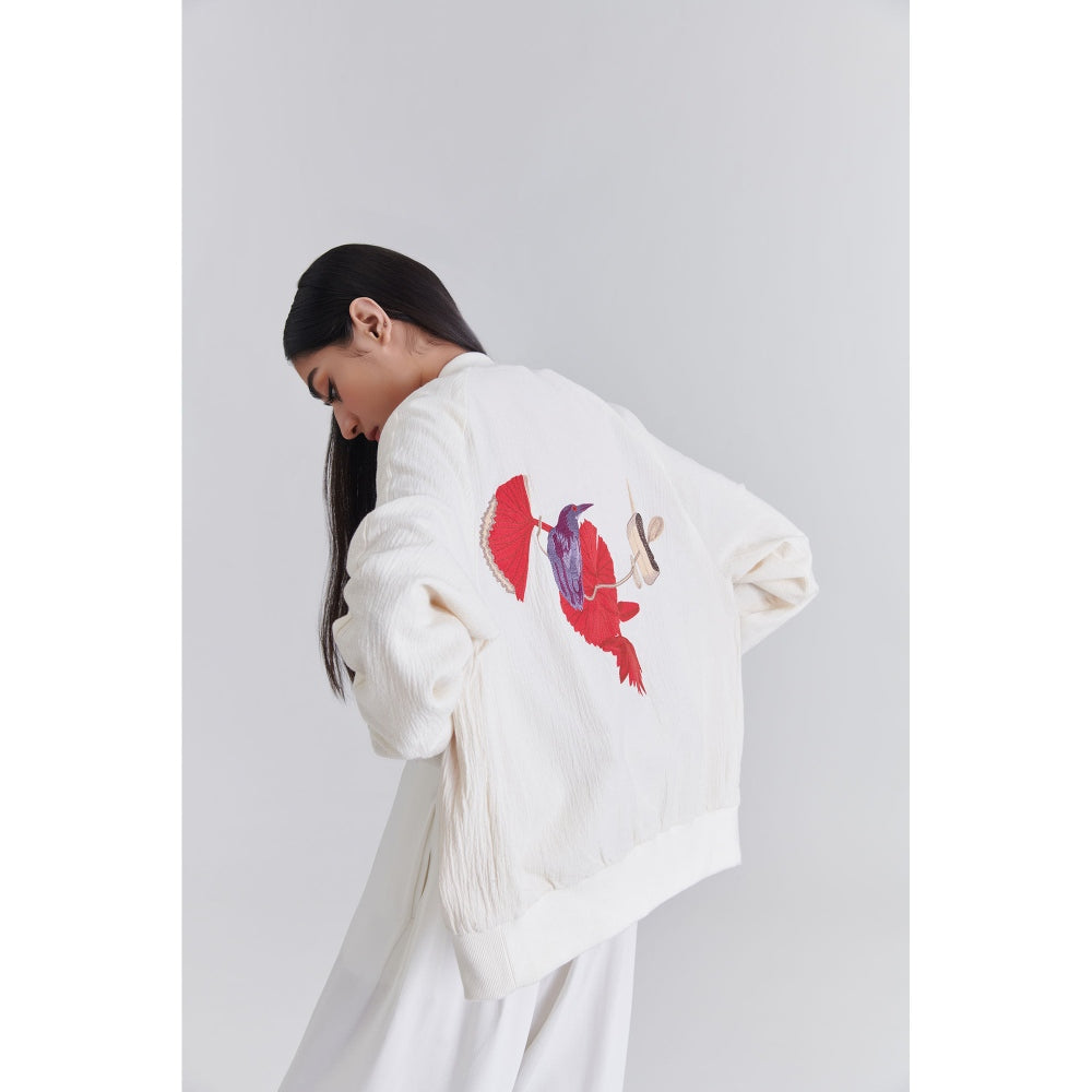 No Grey Area Heron Lily Evening Bomber Jacket