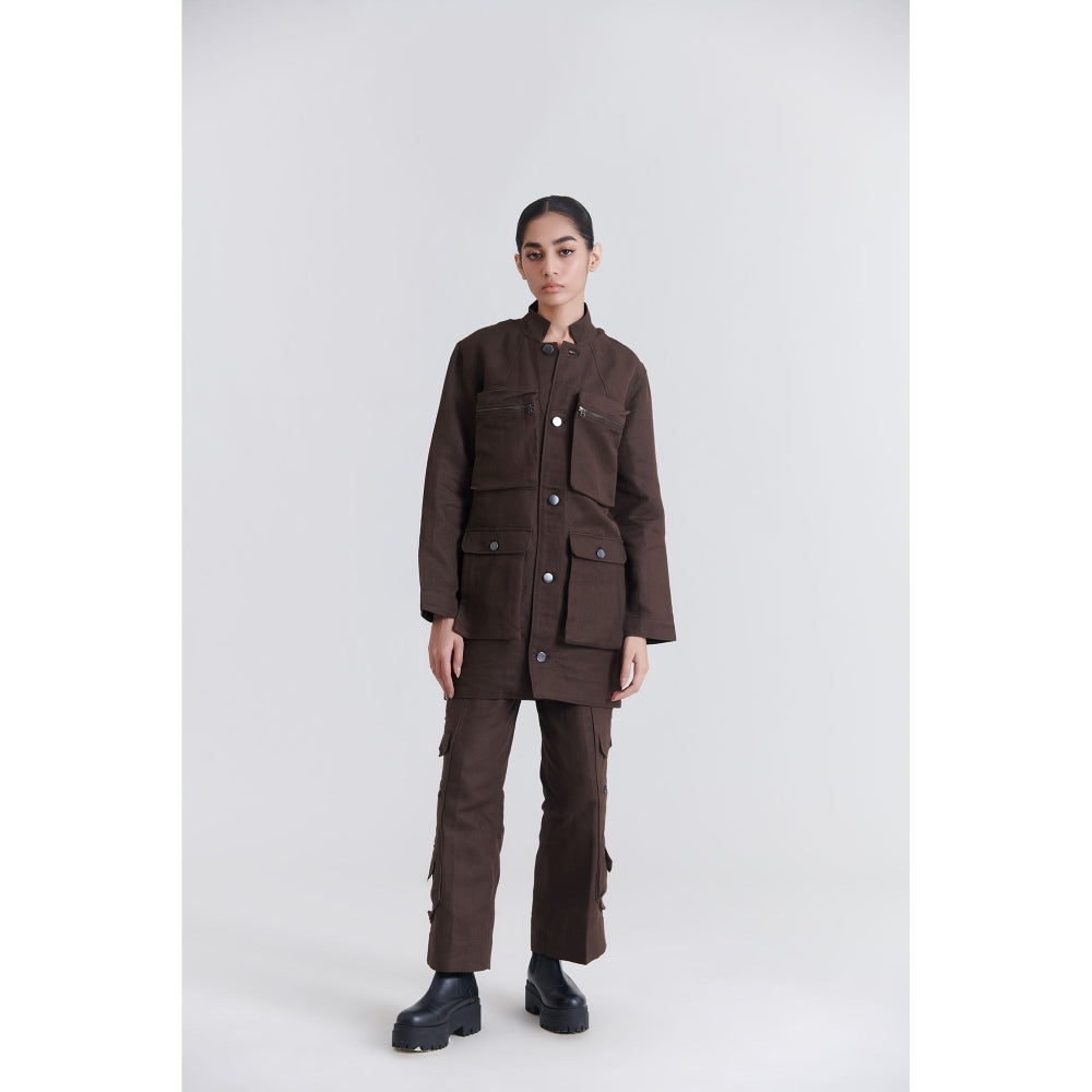 No Grey Area Brown Caban Jacket