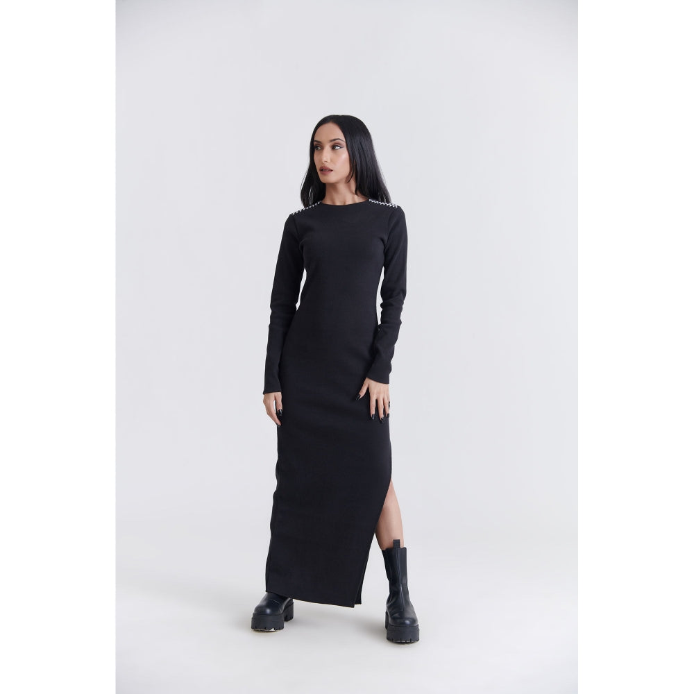 No Grey Area Black Rib Dress