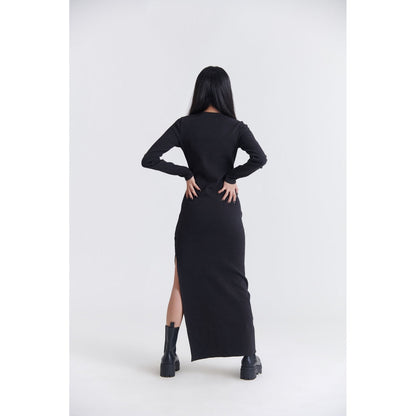 No Grey Area Black Rib Dress