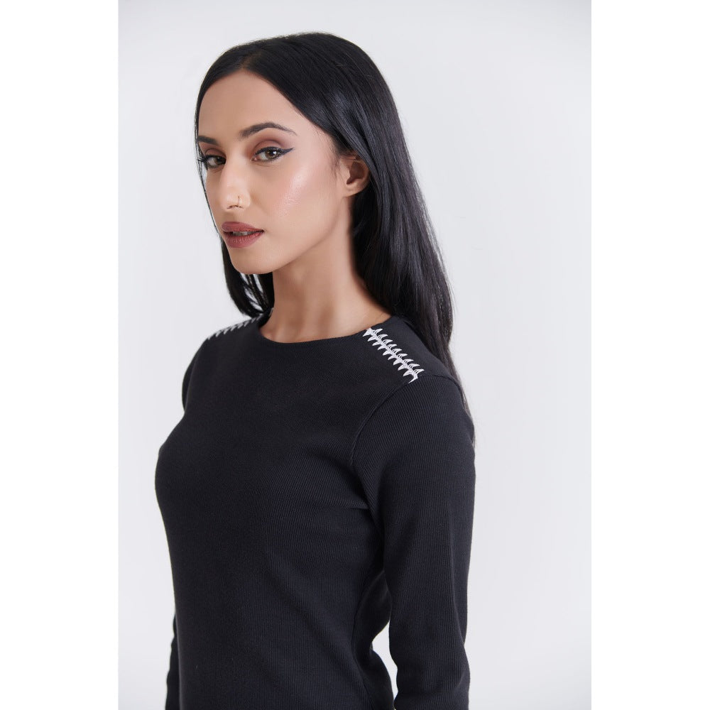 No Grey Area Black Rib Dress