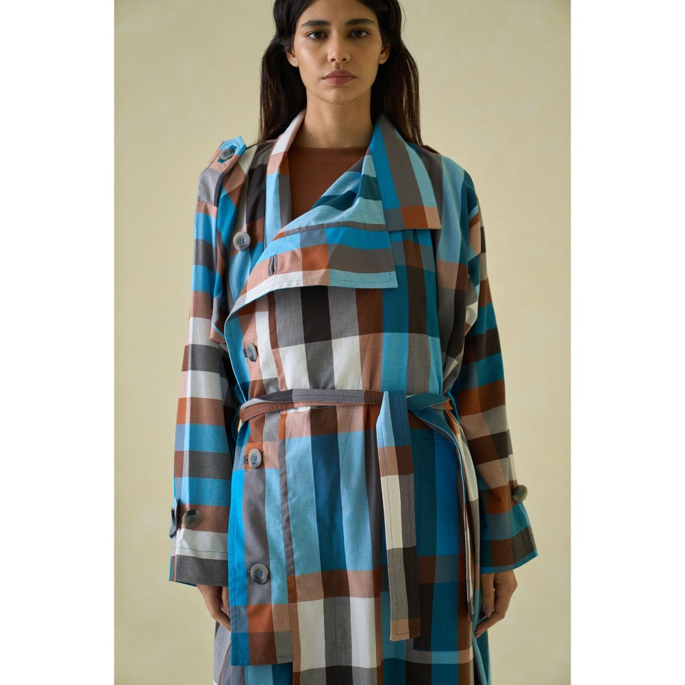 No Grey Area Multi-Color Madras Asymmetric Trench (Set of 2)