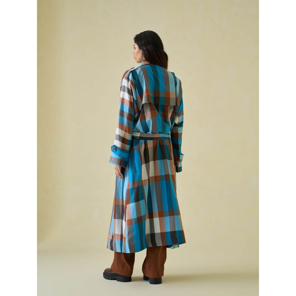 No Grey Area Multi-Color Madras Asymmetric Trench (Set of 2)