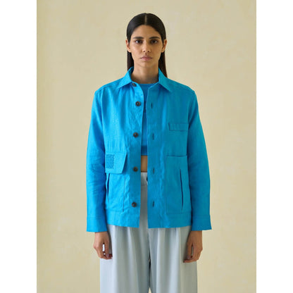 No Grey Area Linen Utilitarian Shacket