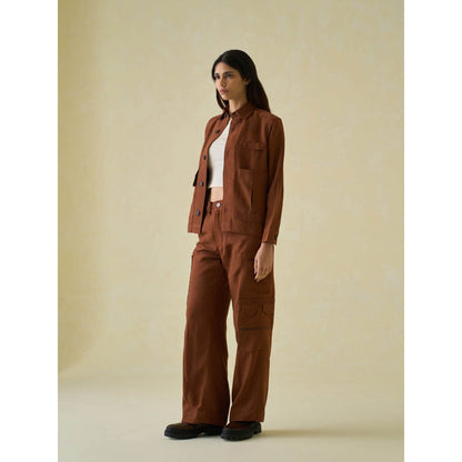 No Grey Area Brown Utilitarian Shacket