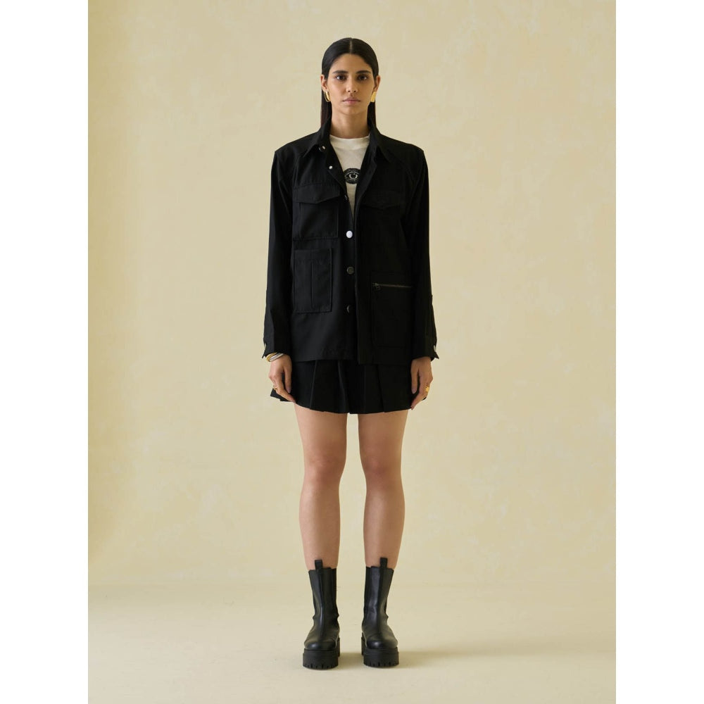 No Grey Area Suiting Military Shacket