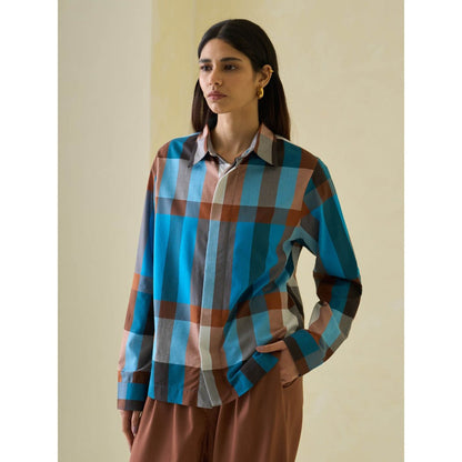 No Grey Area Multi-Color Madras Boxy Shirt