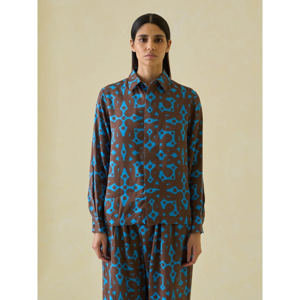No Grey Area Brown Kolam Boxy Shirt