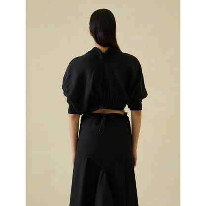 No Grey Area Black Cropped Directional Bomber