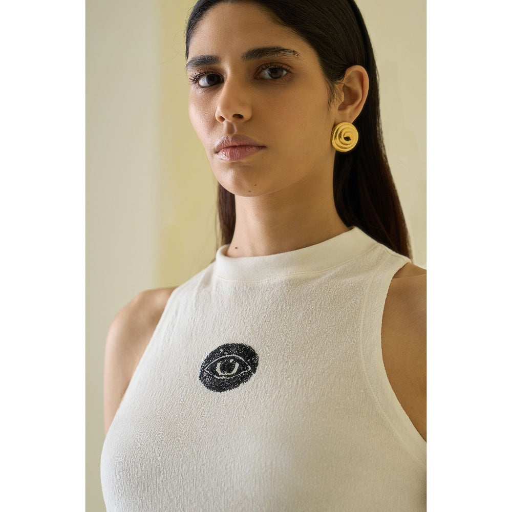 No Grey Area White Third Eye Tank Top